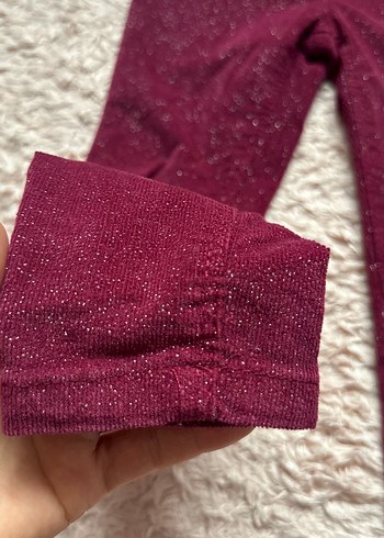 Kız Çocuk Bordo Parlak Dar Kesim Pantolon - Görsel 2