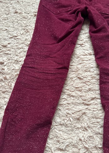 Kız Çocuk Bordo Parlak Dar Kesim Pantolon - Görsel 6