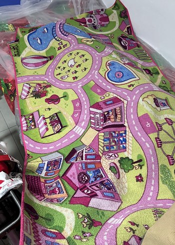 İnce Renkli Çocuk Halısı, Şehir Desenli - Görsel 2