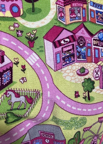 İnce Renkli Çocuk Halısı, Şehir Desenli - Görsel 4