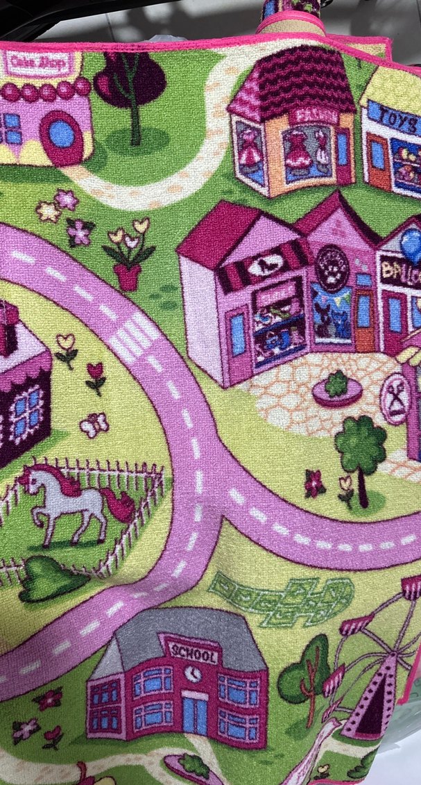 İnce Renkli Çocuk Halısı, Şehir Desenli - Görsel 4