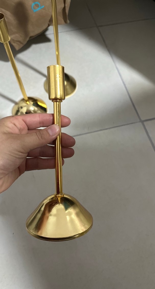 3 adet. Altın Renkli Metal Mumluk Seti - Görsel 3