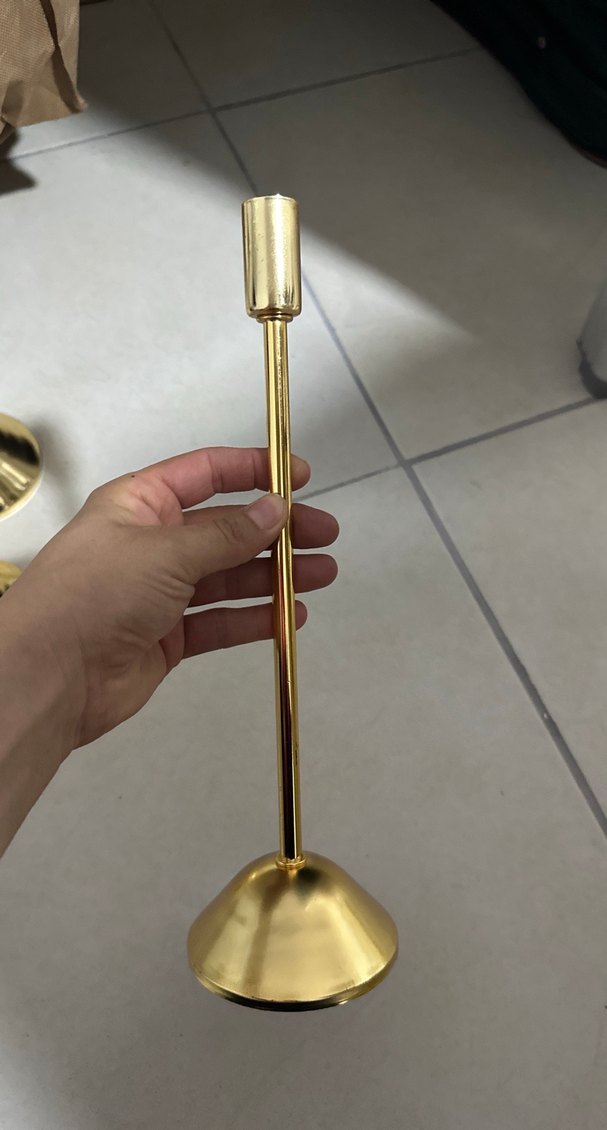 3 adet. Altın Renkli Metal Mumluk Seti - Görsel 4