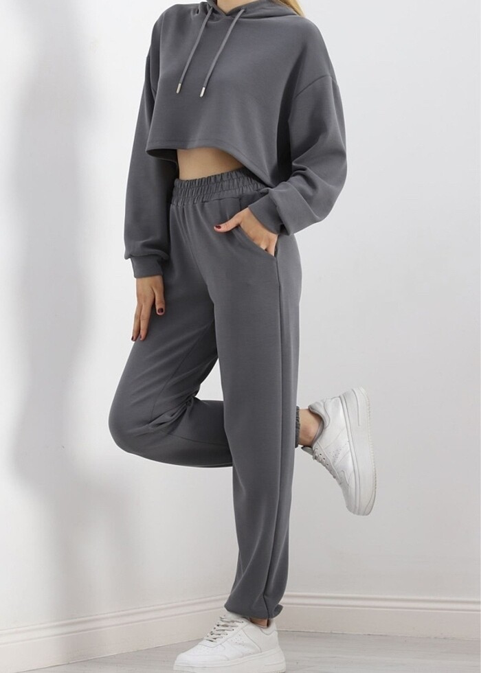 Modal kumaş eşofman  takımı antrasit rengi - Görsel 2