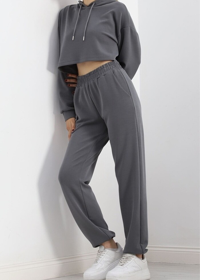 Modal kumaş eşofman  takımı antrasit rengi - Görsel 4