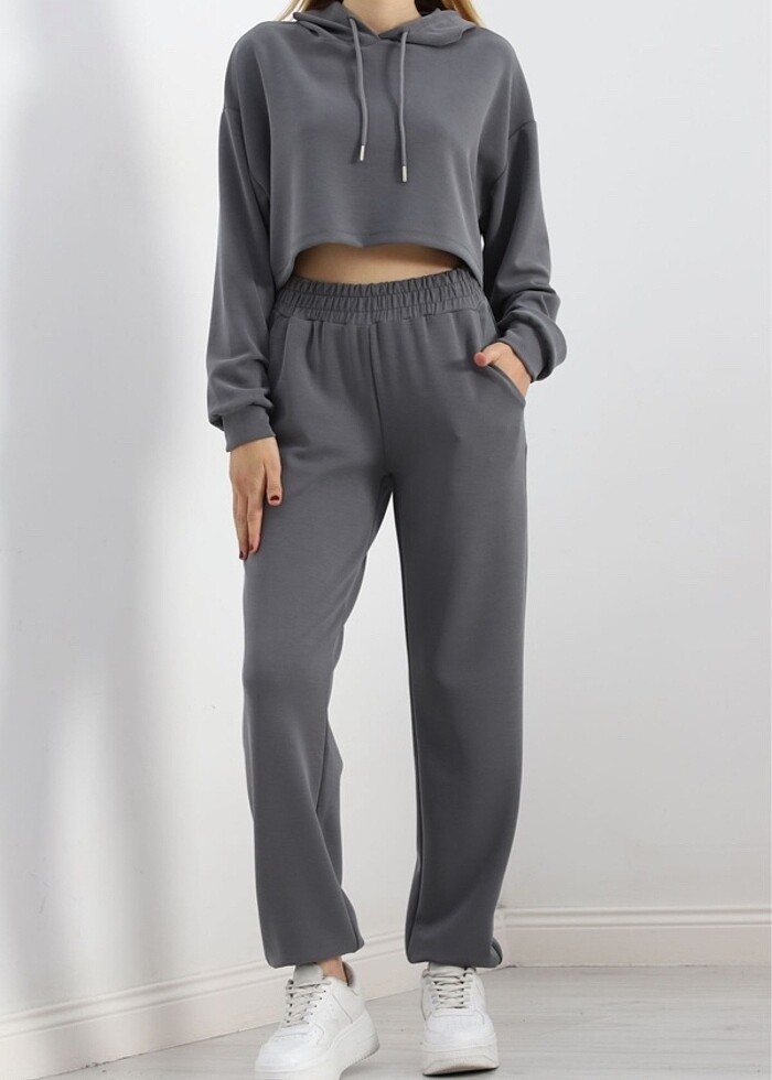 Modal kumaş eşofman  takımı antrasit rengi - Görsel 5