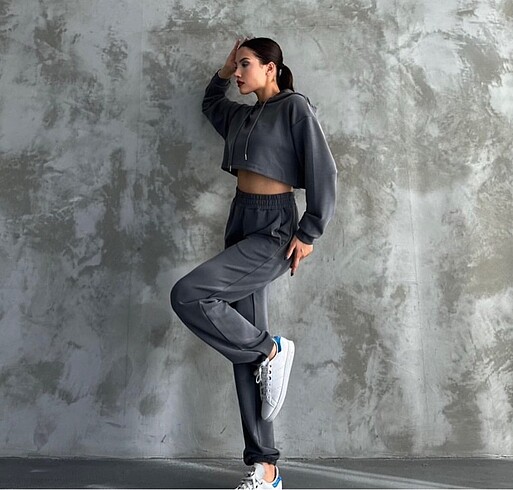 Gri modal kumaş takım - Görsel 2