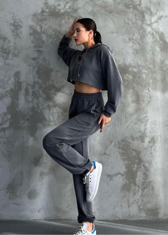 Gri modal kumaş takım - Görsel 2