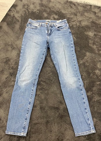 Kadın Gri Mavi Normal Boy Denim Pantolon
