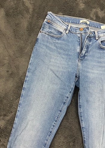 29 Beden Kadın Gri Mavi Normal Boy Denim Pantolon
