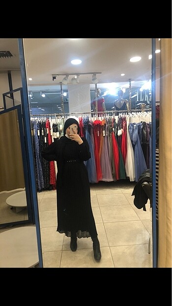 siyah şık pileli abiye/elbise