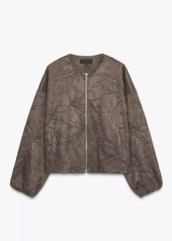 Zara İslemeli Suet Bomber Ceket