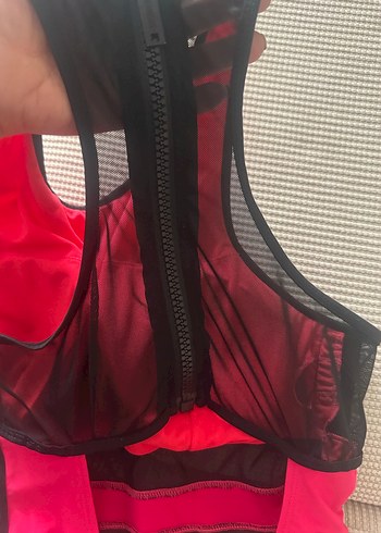 Fermuarlı Pembe İnce Askılı Kadın Mayo - Görsel 5