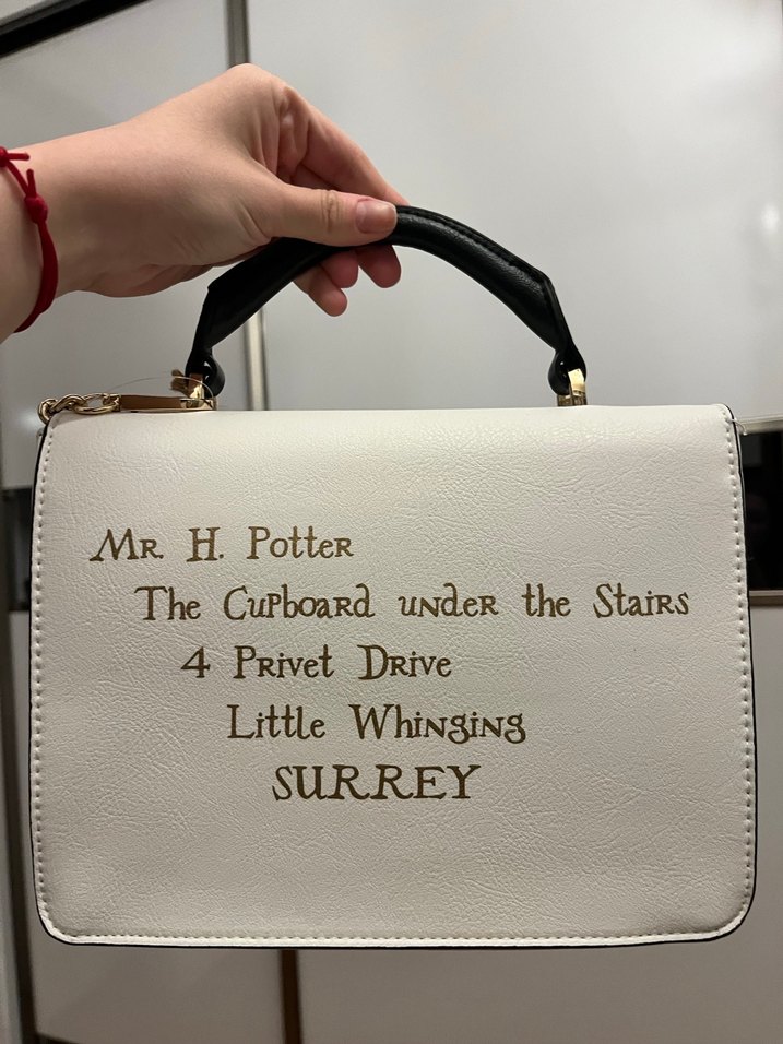 Beyaz Deri Hogwarts Baskılı Kadın Çanta - Görsel 3