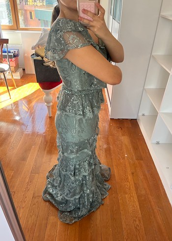 Su yeşili Abiye Elbise - Görsel 5