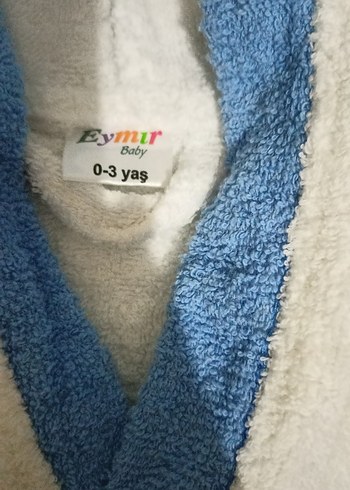 Kapüşonlu Erkek Çocuk Bornoz mavi-Beyaz - Görsel 2