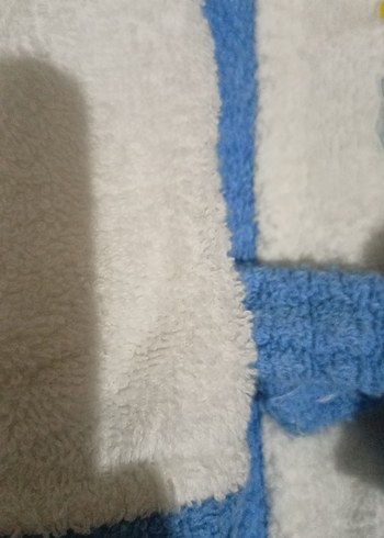 Kapüşonlu Erkek Çocuk Bornoz mavi-Beyaz - Görsel 5