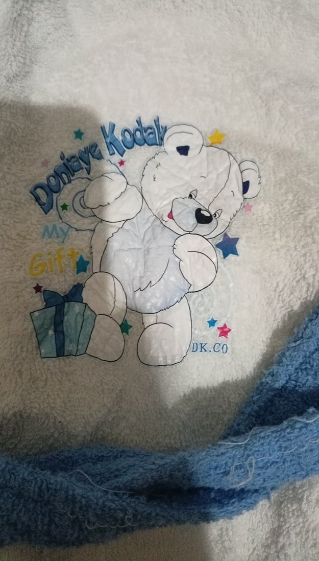 Kapüşonlu Erkek Çocuk Bornoz mavi-Beyaz - Görsel 3