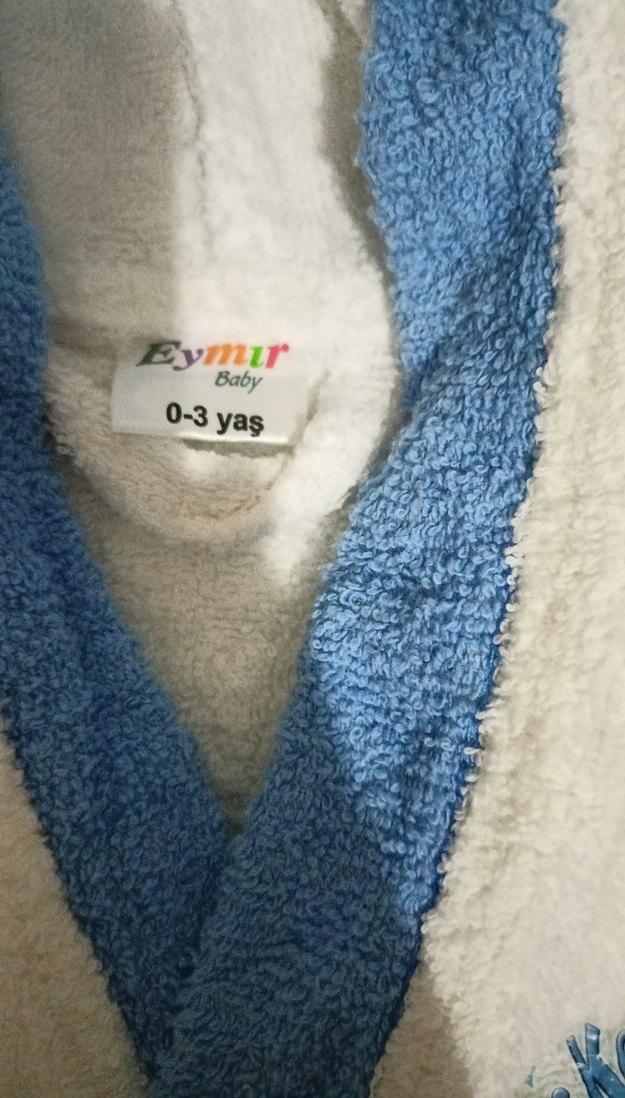 Kapüşonlu Erkek Çocuk Bornoz mavi-Beyaz - Görsel 2