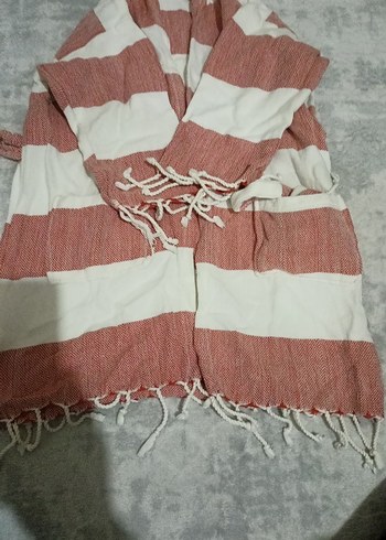 Çocuk bohem Tarz Beyaz Çizgili Bornoz - Görsel 4