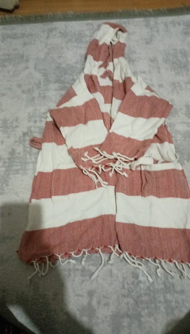 Çocuk bohem Tarz Beyaz Çizgili Bornoz - Görsel 3