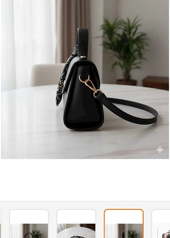 Suni  Deri Fular Detaylı Omuz&El Çantası - Görsel 4