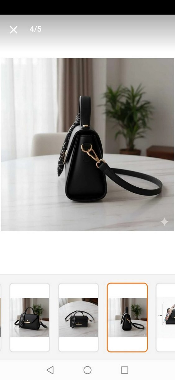 Suni  Deri Fular Detaylı Omuz&El Çantası - Görsel 4