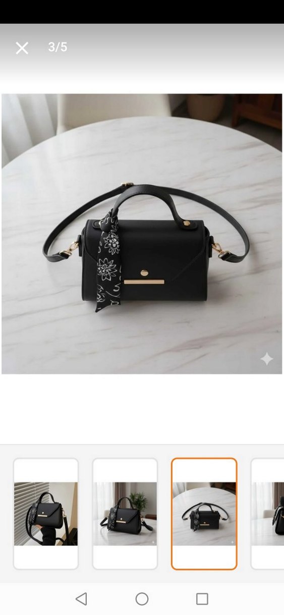 Suni  Deri Fular Detaylı Omuz&El Çantası - Görsel 3