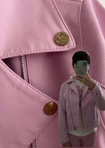 Defacto Pembe Deri Kadın Ceket, Sokak Stili
