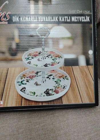 Çiçek Desenli 2 Katlı Meyvelik - Görsel 2