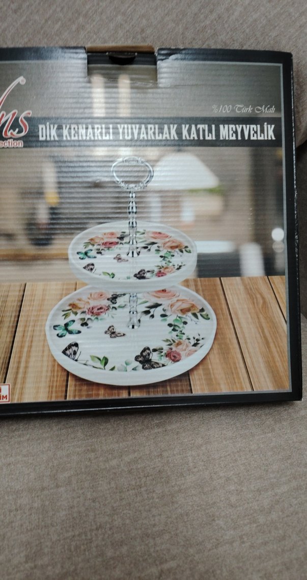 Çiçek Desenli 2 Katlı Meyvelik - Görsel 2