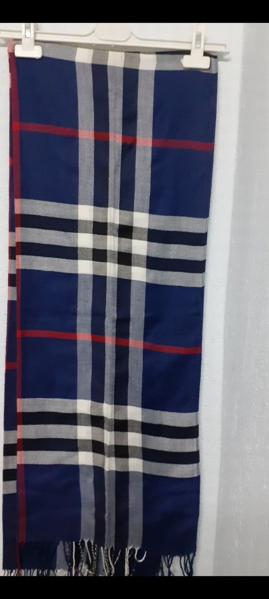Kadın Mavi burberry şal - Görsel 3