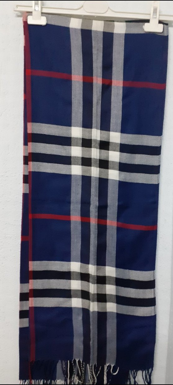 Kadın Mavi burberry şal - Görsel 2