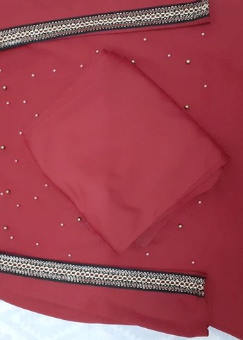 Boncuk Detaylı Kırmızı takım tunik - Görsel 6