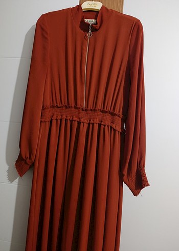 Kadın Kahverengi Pilili Uzun Kollu Elbise - Görsel 5