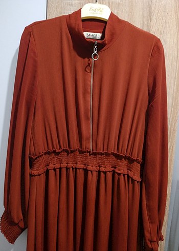 Kadın Kahverengi Pilili Uzun Kollu Elbise - Görsel 3