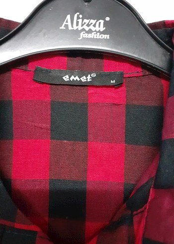 Düğmeli Kırmızı Kareli  oduncu Kadın Gömlek - Görsel 4