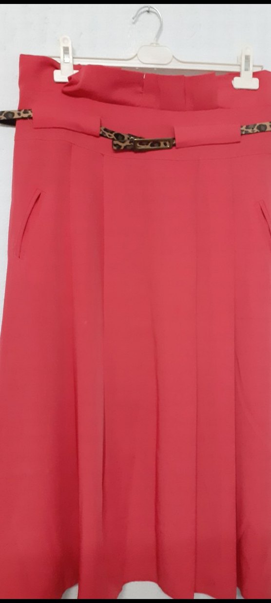 Pembe Kemerli Uzun Kadın Etek - Görsel 3