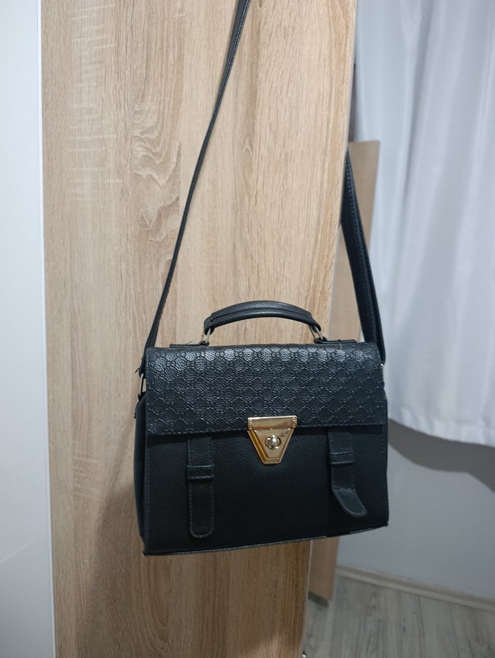 Klasik Siyah Deri Kadın Çanta - Görsel 5