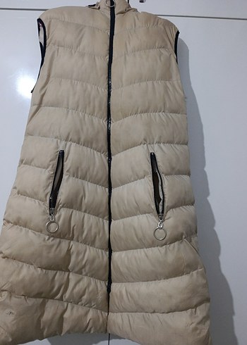 Bej Uzun Kollu Fermuarlı Kadın Yelek - Görsel 8