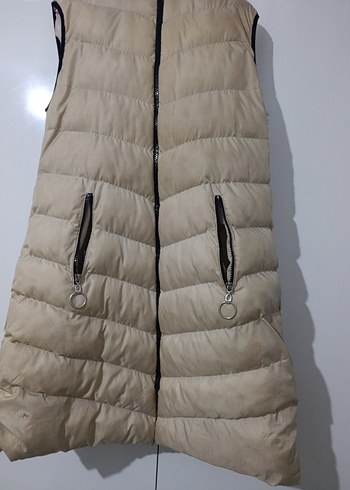 Bej Uzun Kollu Fermuarlı Kadın Yelek - Görsel 7