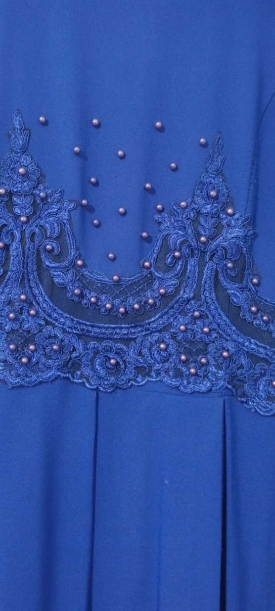 Boncuk İşlemeli saxs Mavi Uzun Abiye Elbise - Görsel 3