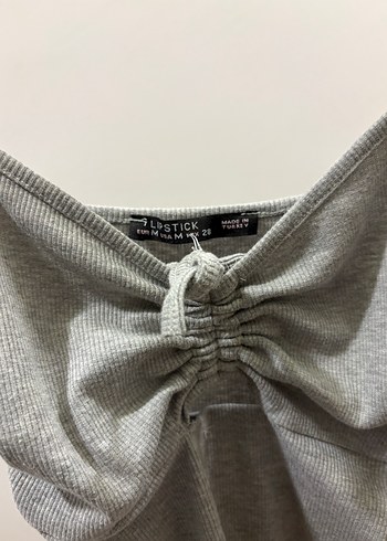 Gri Drapeli Keten Midi Elbise - Görsel 3