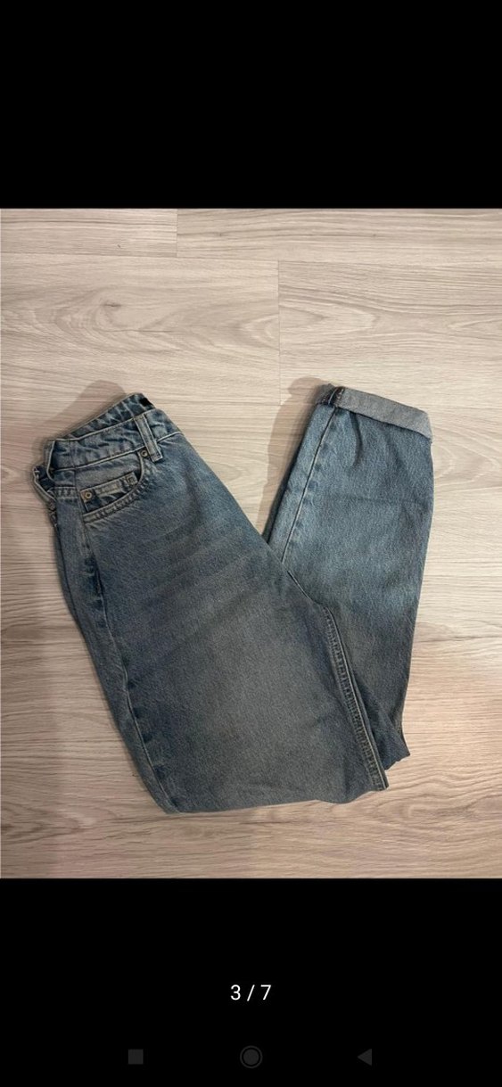 Gri Midi Boy Bol Kesim Kadın Kot Pantolon - Görsel 2