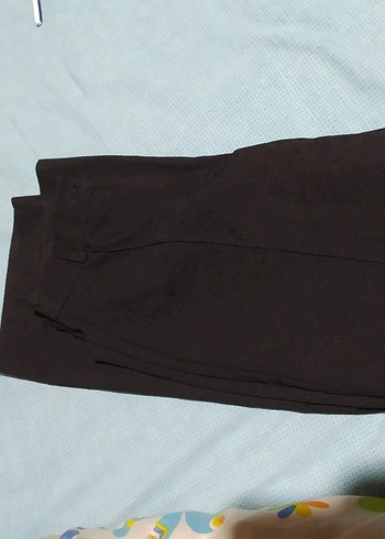 Düğmeli Siyah Kadın Kumaş Pantolon - Görsel 3