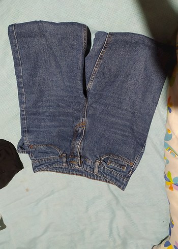 Kadın Lacivert Bol Kesim Midi Kot Pantolon - Görsel 3