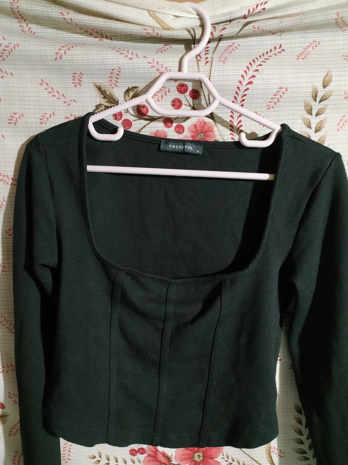 Düğmeli Siyah Kadın Bluz - Görsel 2