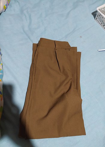 Bej Midi Rahat Kesim Kadın Kumaş Pantolon - Görsel 4