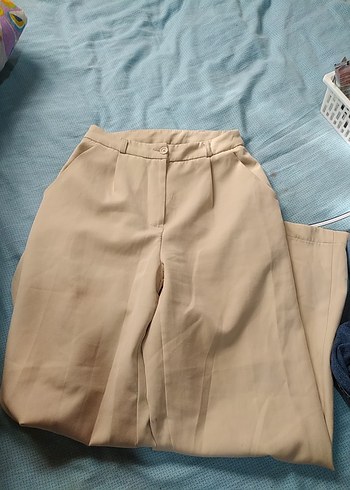 Bej Midi Kumaş Kadın Pantolon - Görsel 3