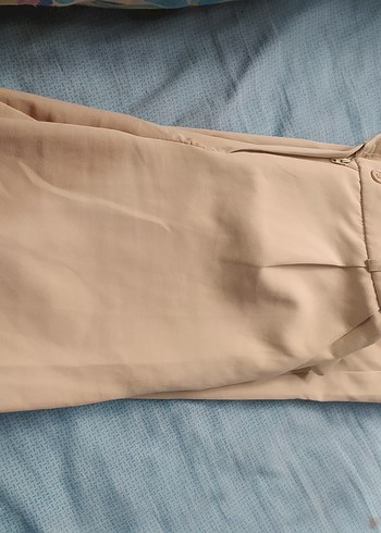 Bej Midi Kumaş Kadın Pantolon - Görsel 4